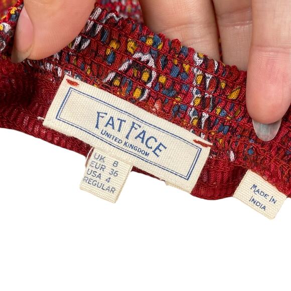 Fat Face NEW Alice Sunkissed Cherry Red Smocked Paisley Dress SZ 4 - Picture 13 of 13